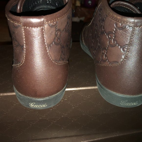 Gucci Brown Leather GG boots size 37 in original GG box/ wrapping New Authentic - Picture 5 of 16